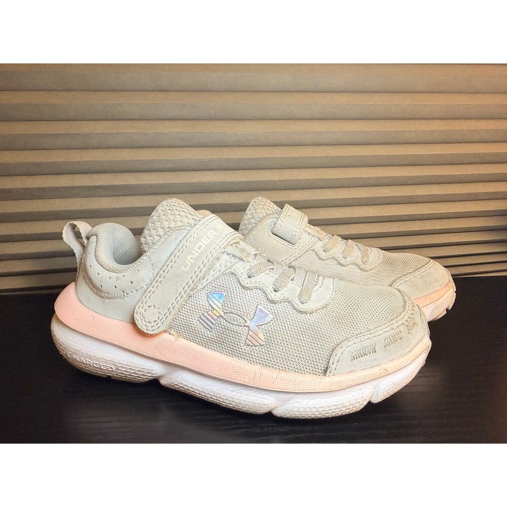 Under Armour Assert Toddler Girls Running Shoes Gray Pink Hook Loop Size 12K